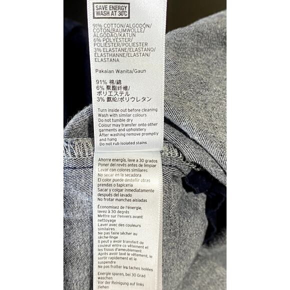 TOPSHOP MOTO Women's Blue Denim Button-Up Square-Neck Crossback Mini Dress SZ 10 - Picture 12 of 12